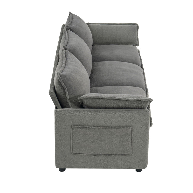 Modern 3 Seater Sofa With Side Storage Pockets For Living Room by HouseOfZazla