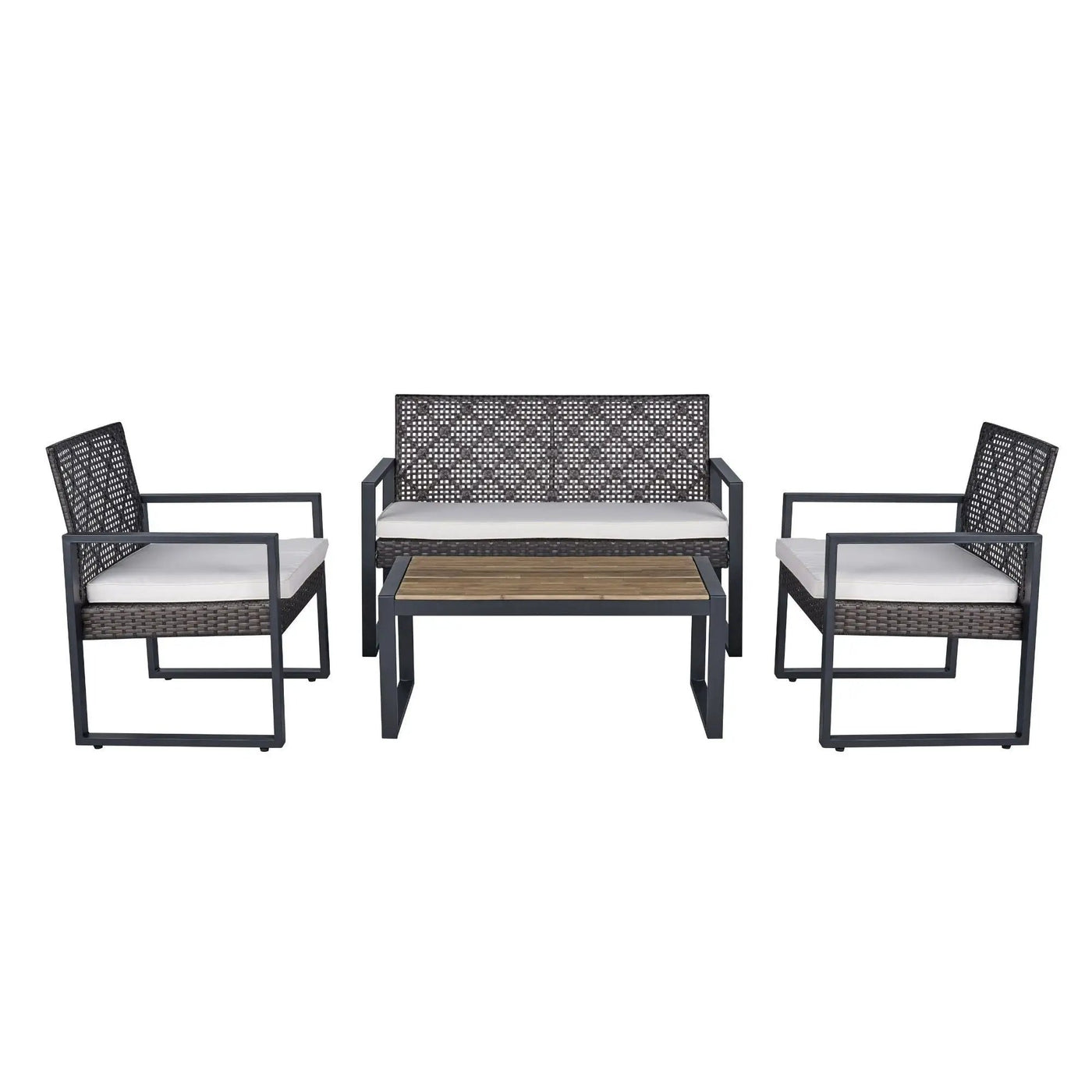 4 Piece Patio Furniture Set With Acacia Wood Table Top And Cushions by Unique Piece Furniture