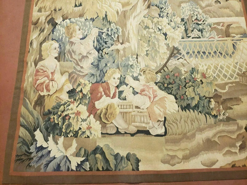 4' X 6' Tapestry French Design Handmade Aubusson Weave Nature One Of A Kind by Jewel Rugs