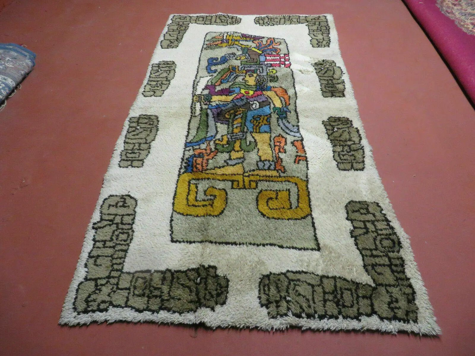 4' X 7' Vintage Handmade Knotted Tribal Nomadic Shag Wool Rug Carpet Prince by Jewel Rugs