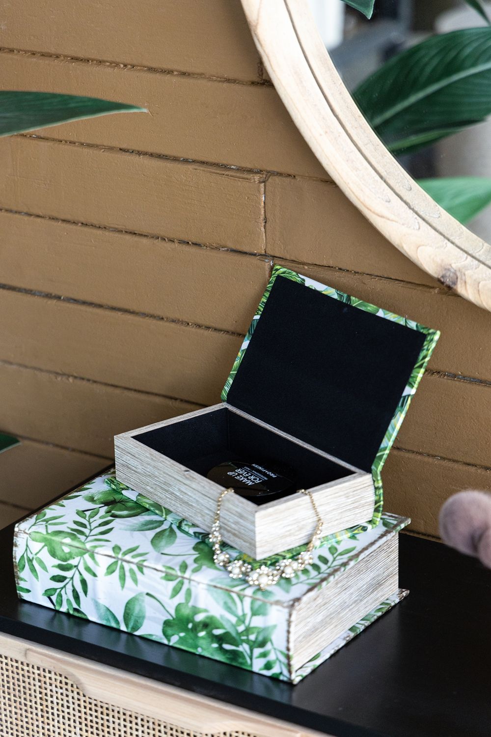 Botanical And Book Boxes (Set of 2) - White / Green by HouseOfZazla