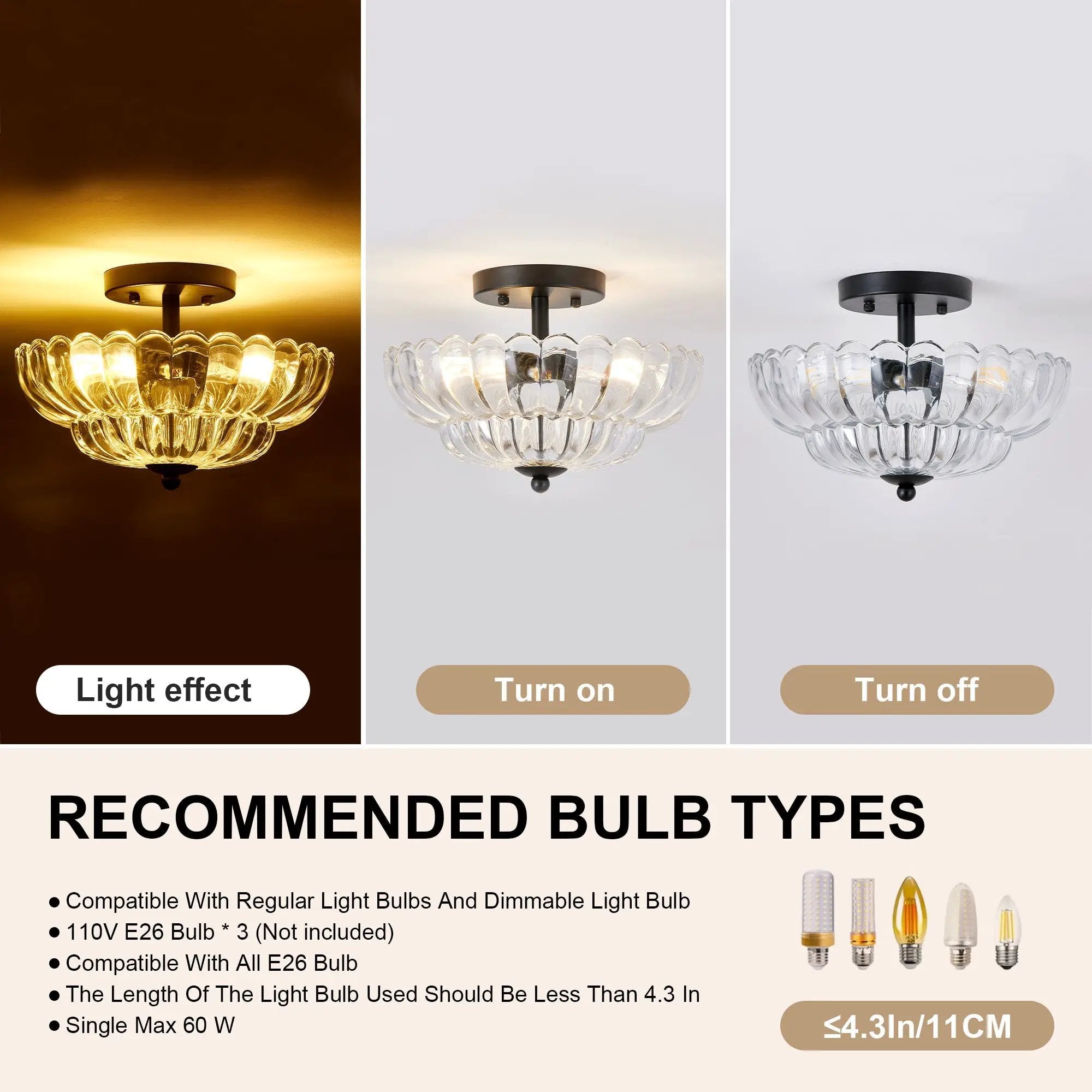 Smoky Semi Flush Mount Ceiling Light by HouseOfZazla
