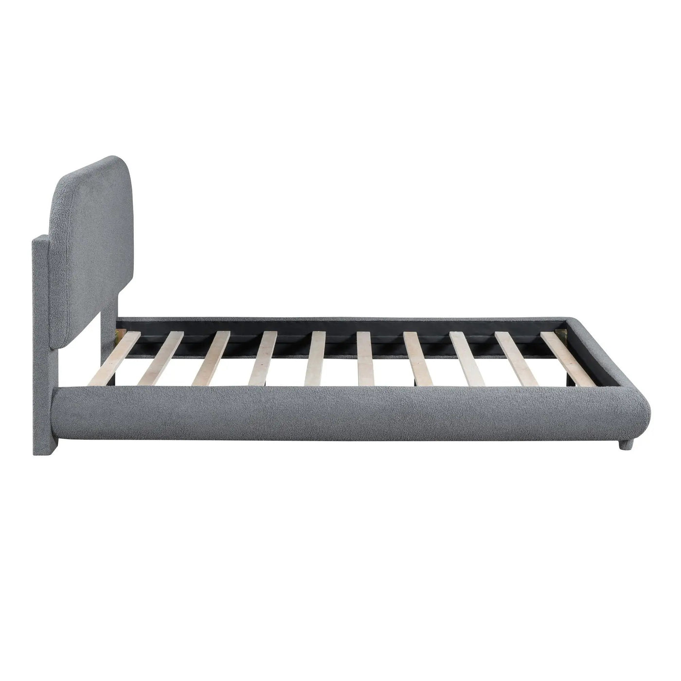 Upholstered Platform Bed With Thick Solid Frame And Stylish Curve-Shaped Design by HouseOfZazla