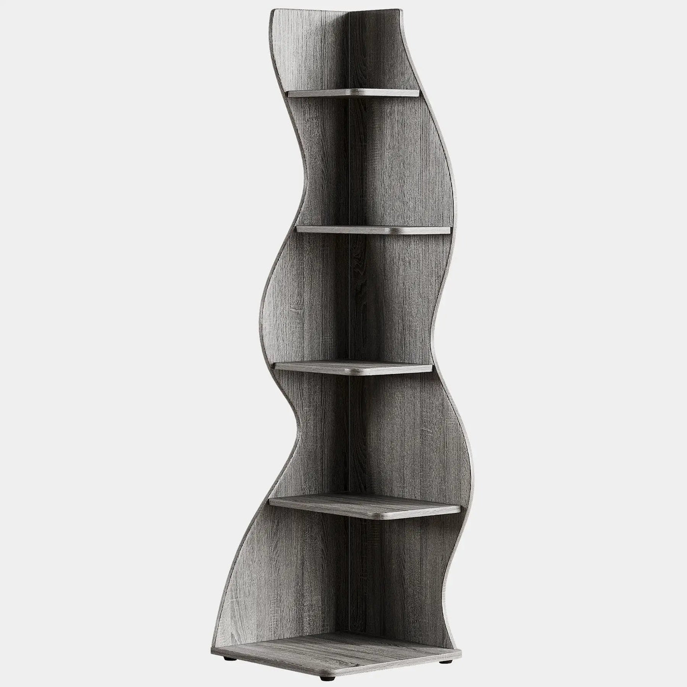 5 Tier Wavy Corner Bookshelf And Plant Stand For Living Room by HouseOfZazla