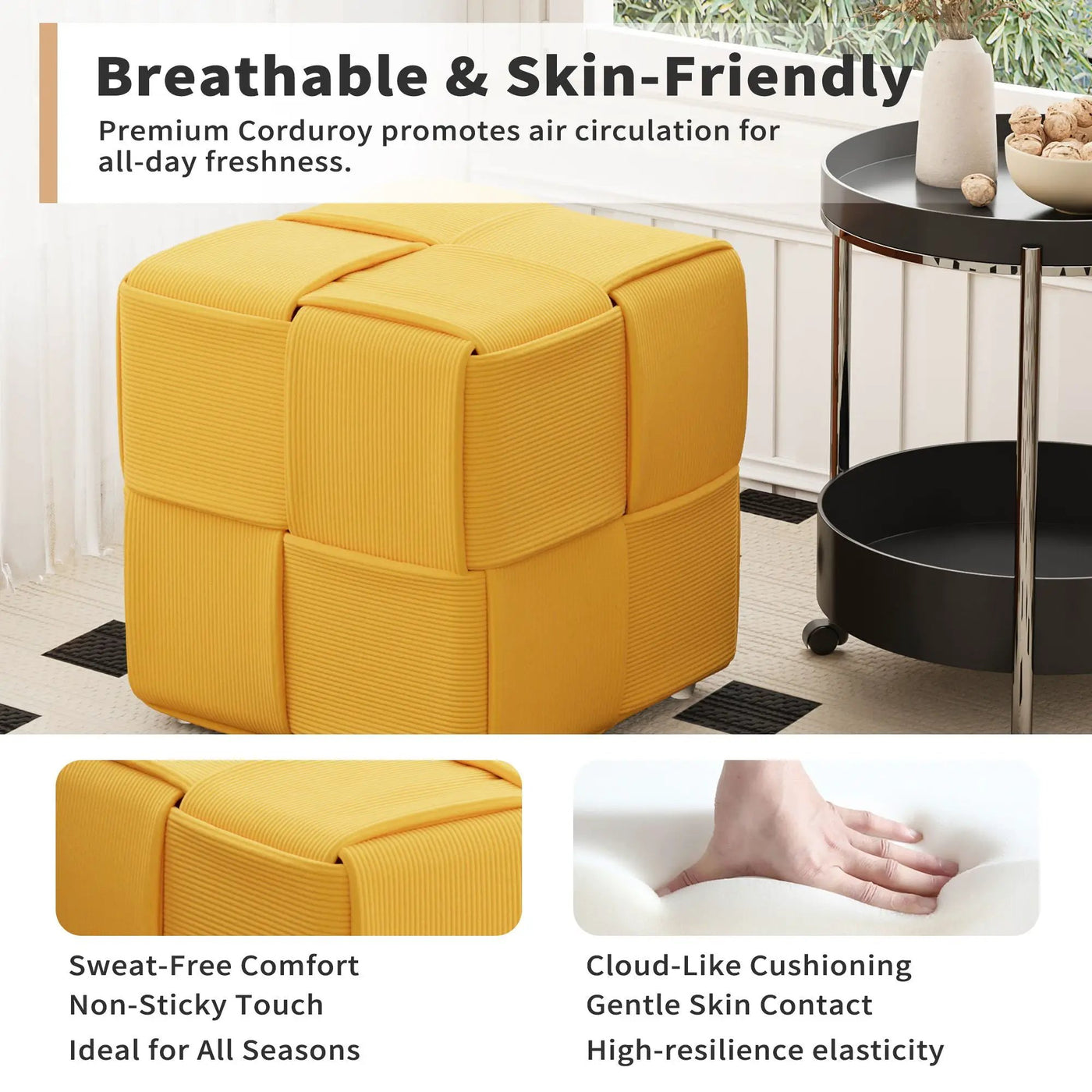 Modern Ottoman Foot Rest With Woven Design by Unique Piece Furniture