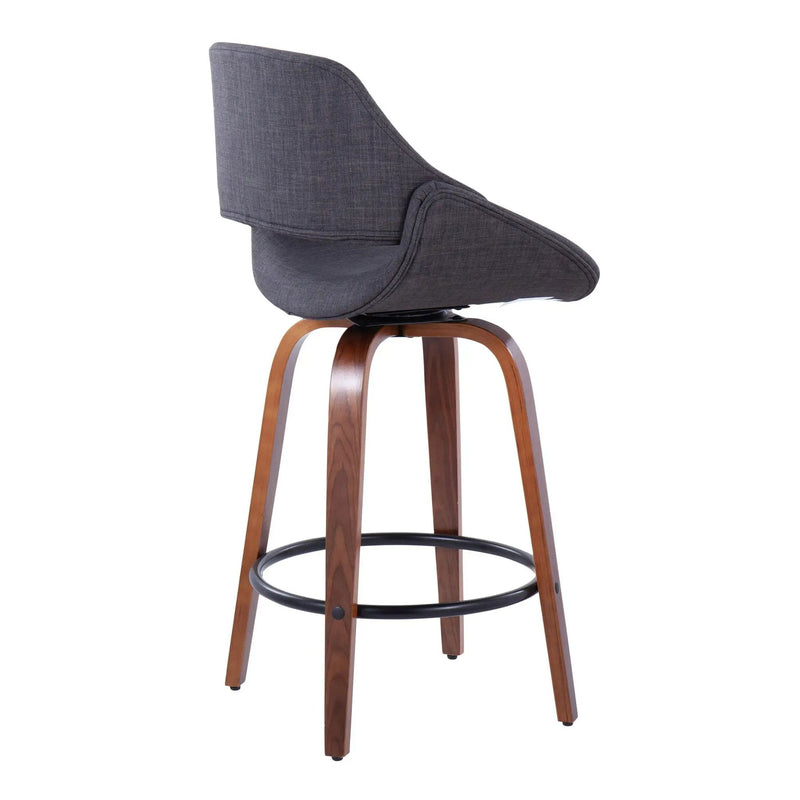 Fabrico - Mid Century Modern Fixed Height Counter Stool & Round Footrest (Set of 2) by HouseOfZazla