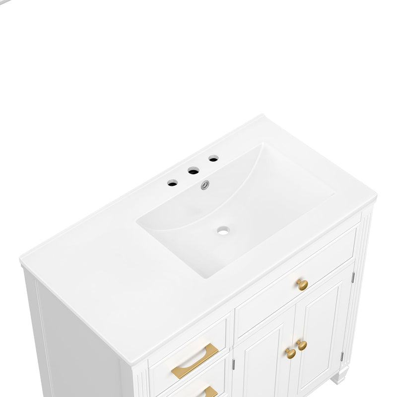 Modern Bathroom Vanity With Ceramic Sink, Freestanding
