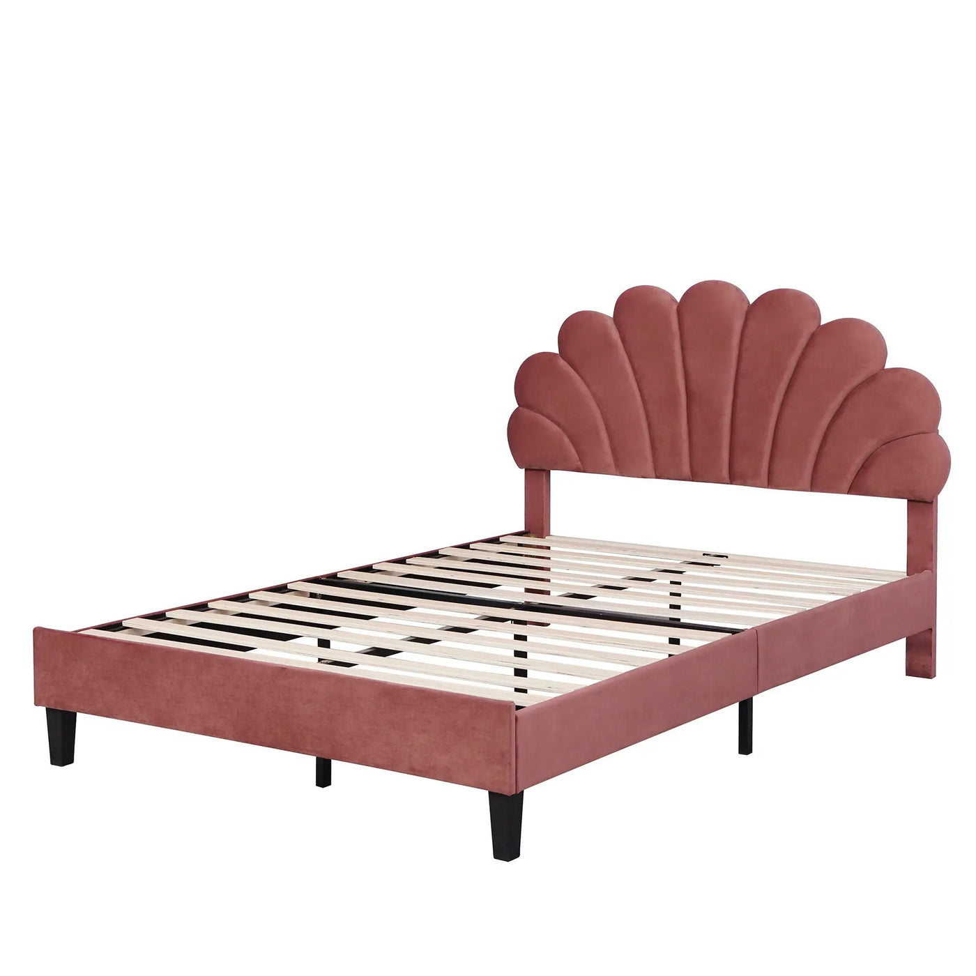 Upholstered Platform Bed With Flower Pattern Headboard by Unique Piece Furniture
