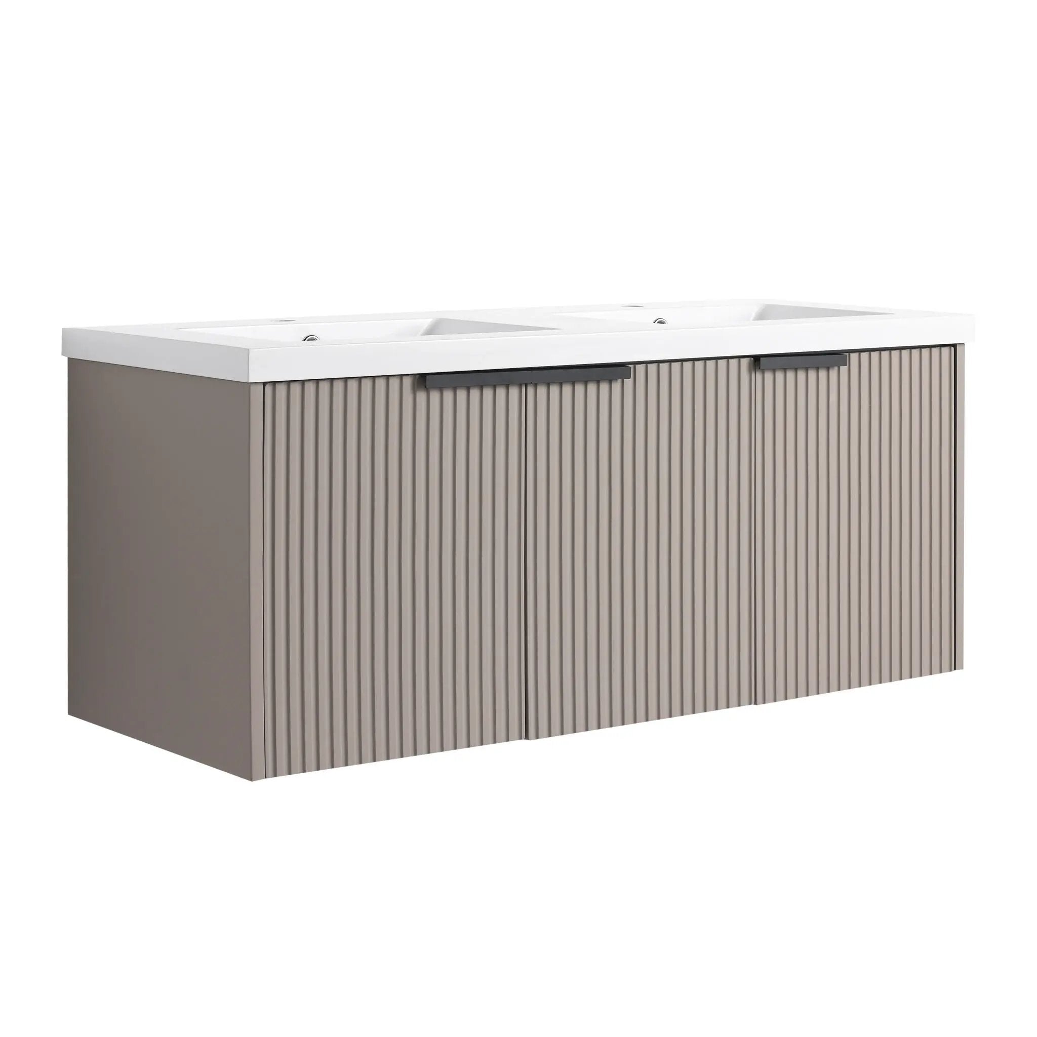 Contemporary Wall Mounted Bathroom Vanity With Resin Double Sink