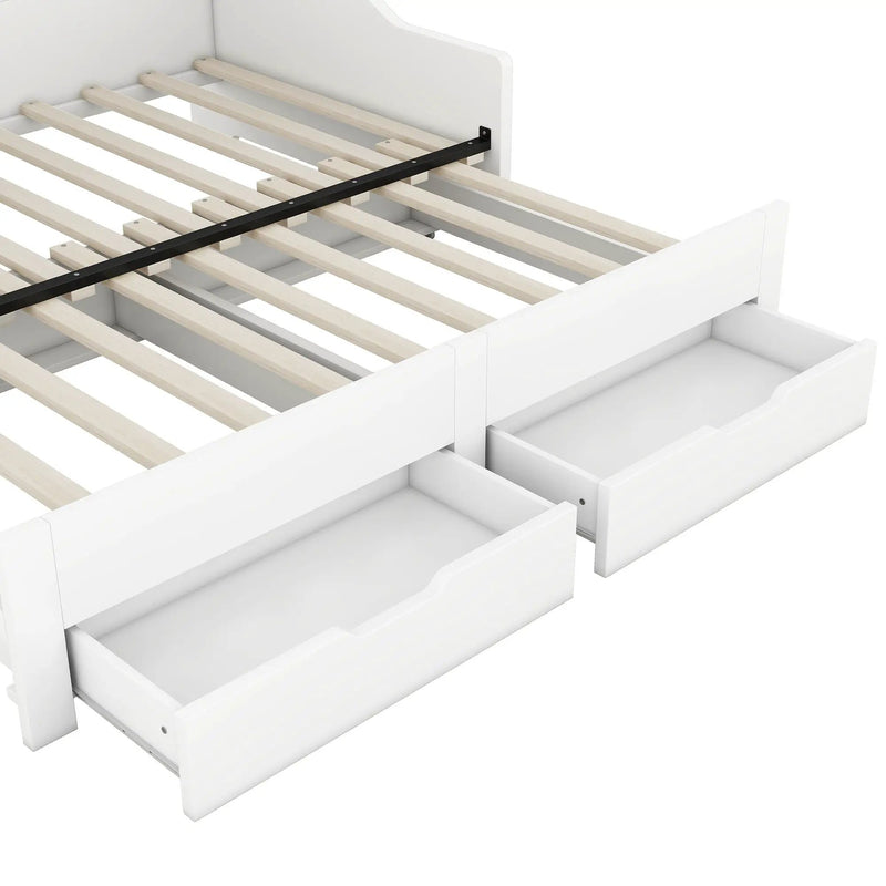 Daybed Frame With Storage Bookcases, 2 Drawers, Charging Station by Unique Piece Furniture
