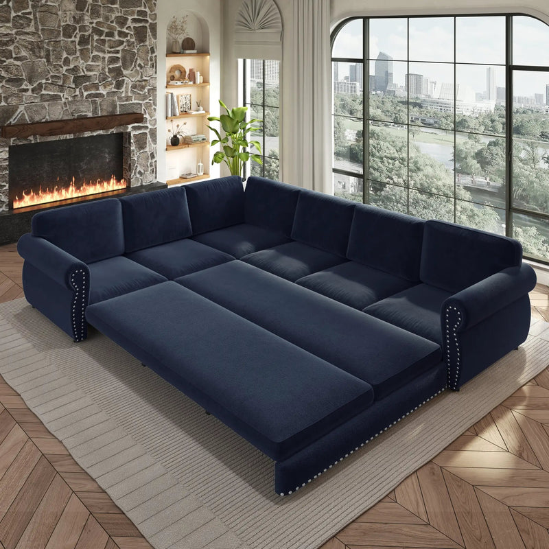 118" L-Shaped Convertible Sleeper Sofa by HouseOfZazla