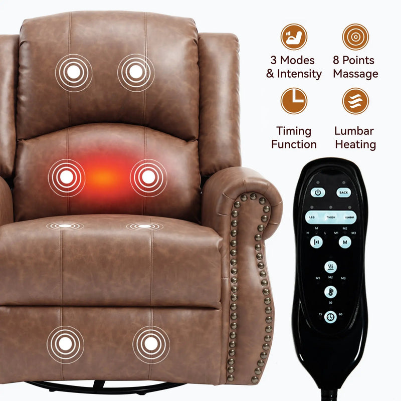 Heat Massage Manual Recliner Chair with Rocker and Swivel by HouseOfZazla