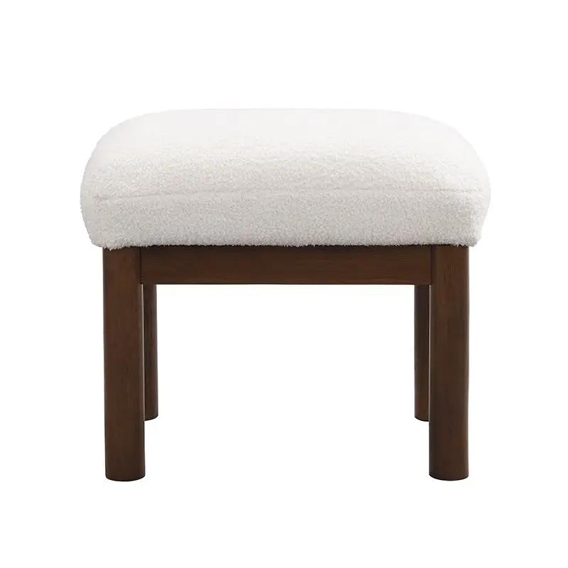 Modern Accent Chair With Ottoman, Mid Century Lounge Chair With Footrest, Comfy Fabric Armchair Upholstered Set With Solid Wood Frame For Living Room - White by HouseOfZazla