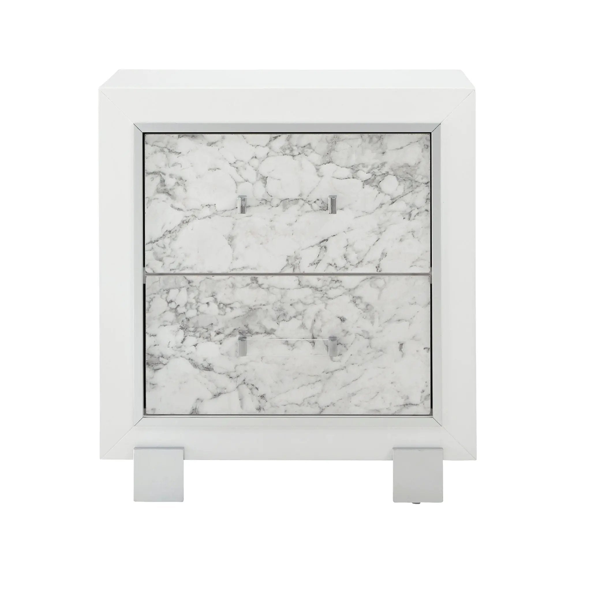 Skye - Marble Nightstand - White by Unique Piece Furniture