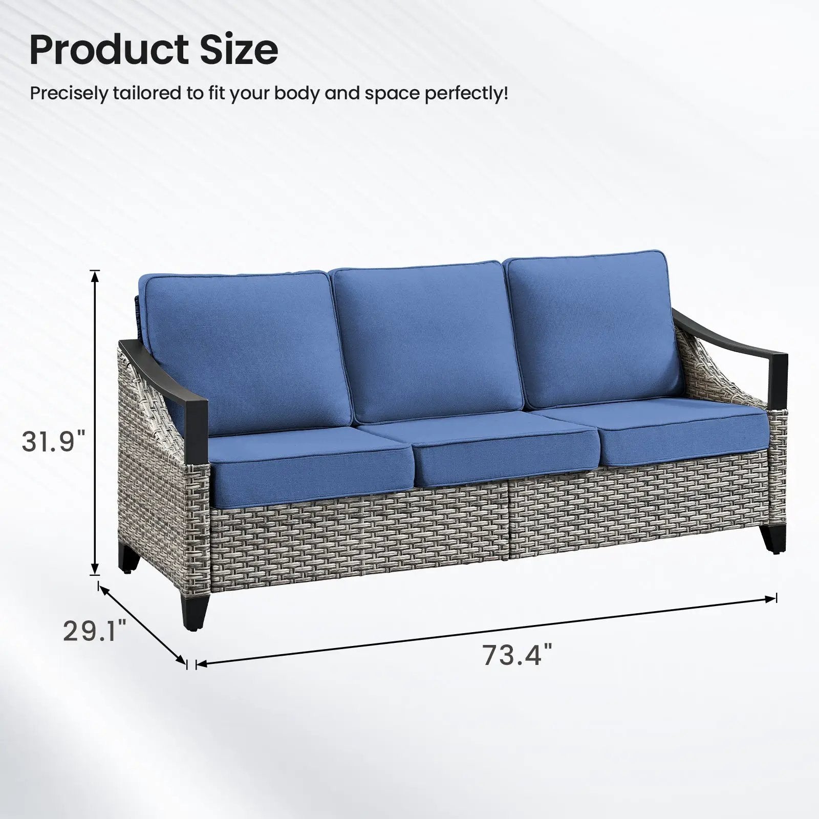 73.4" Wide Outdoor Wicker Sofa by HouseOfZazla