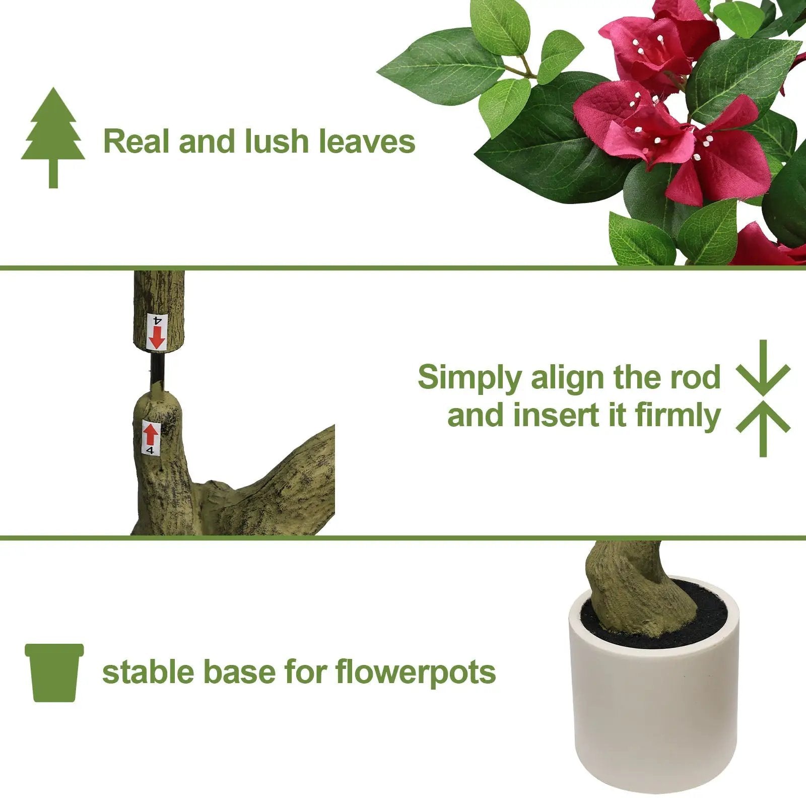 7Ft Artificial Bougainvillea Tree with Realistic Rose by HouseOfZazla