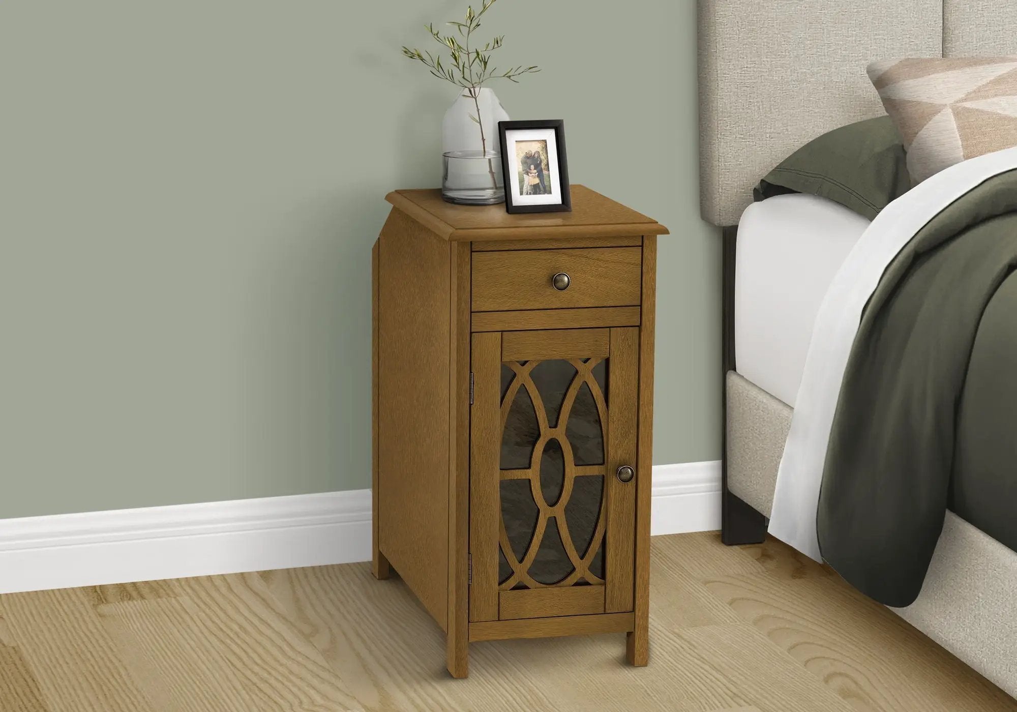 Accent Side Table with Storage Drawer - Taupe by HouseOfZazla
