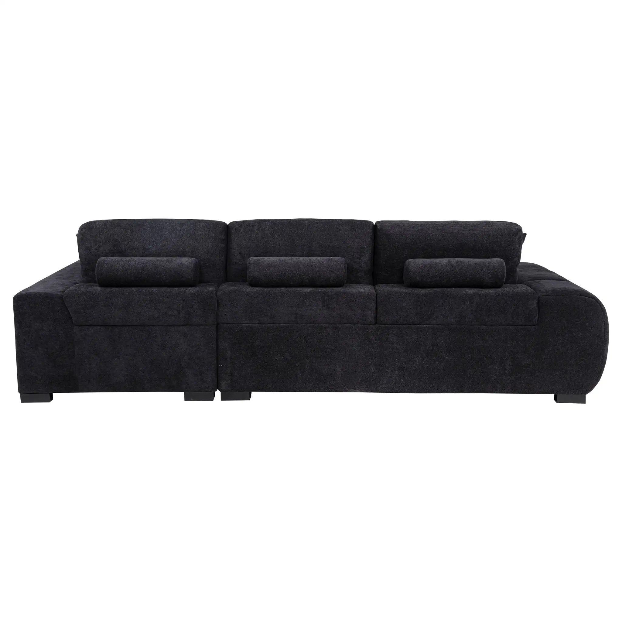 Octavia Upholstered Sectional Chaise Sofa Black by Unique Piece Furniture