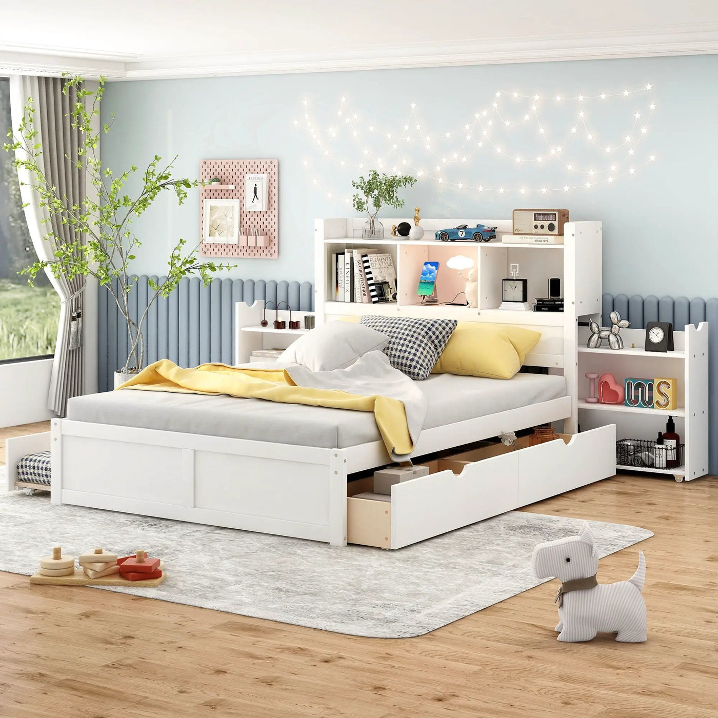 Storage Platform Bed With Pull Out Shelves, Trundle, And 2 Drawers by HouseOfZazla