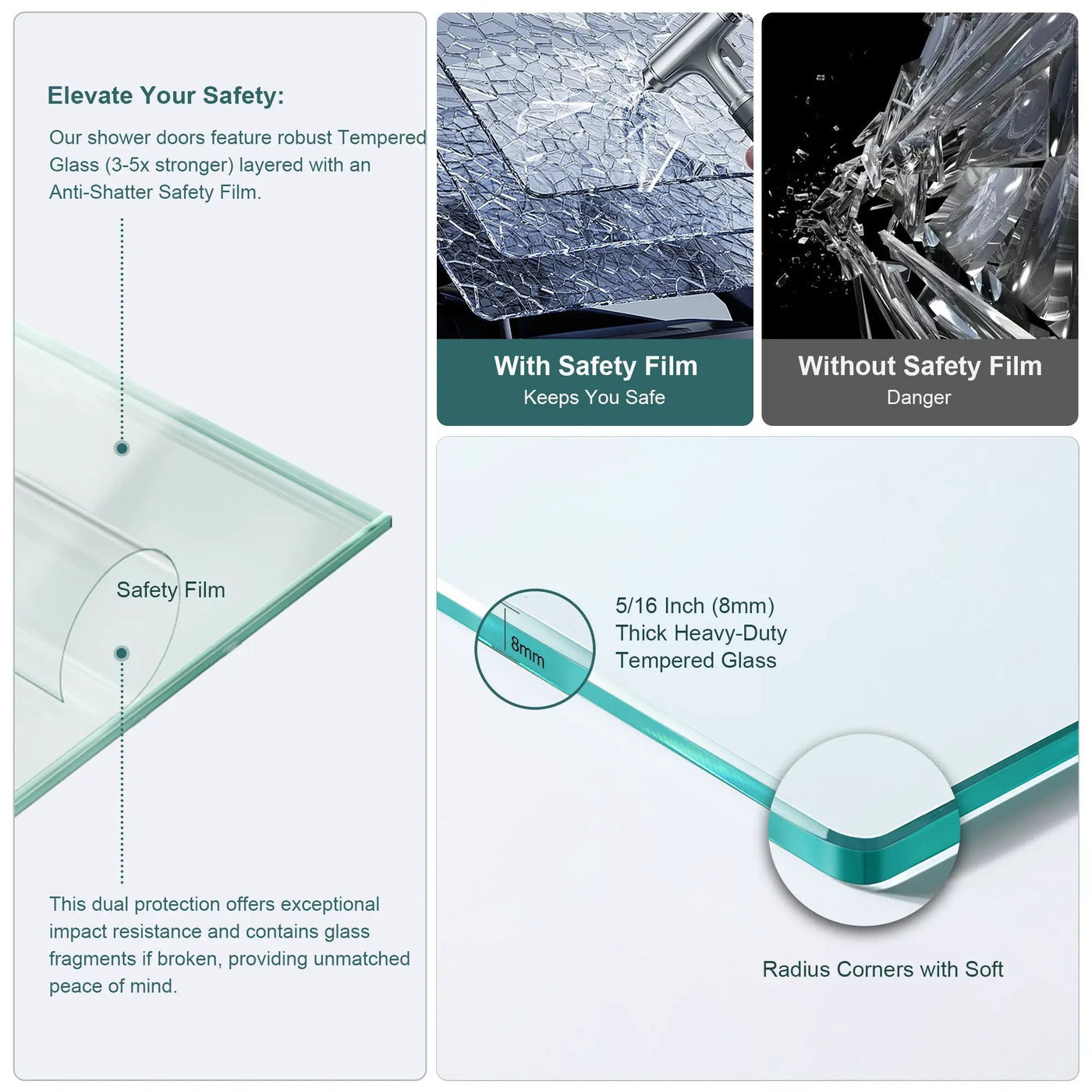 Modern Single Slide Shower Door, Tempered Glass, Stainless Steel Frame by HouseOfZazla