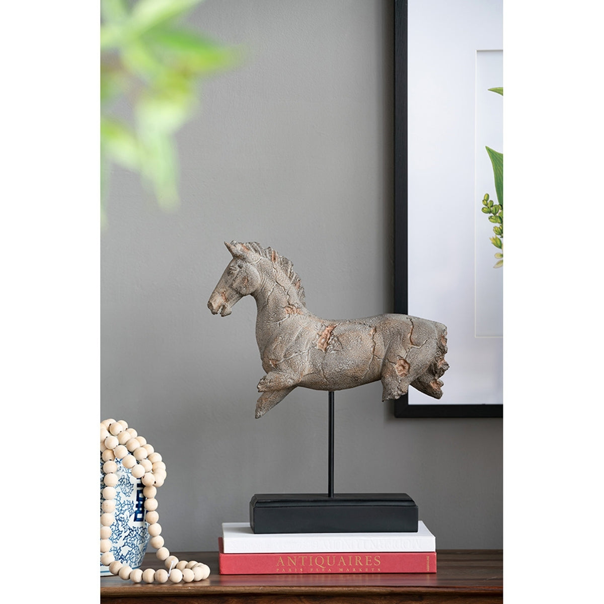 14x4.5x17' Antique Horse Statue On Stand by HouseOfZazla