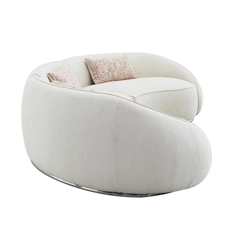 Sahara - Sectional Sofa With 3 Pillows - Beige Boucle by Unique Piece Furniture