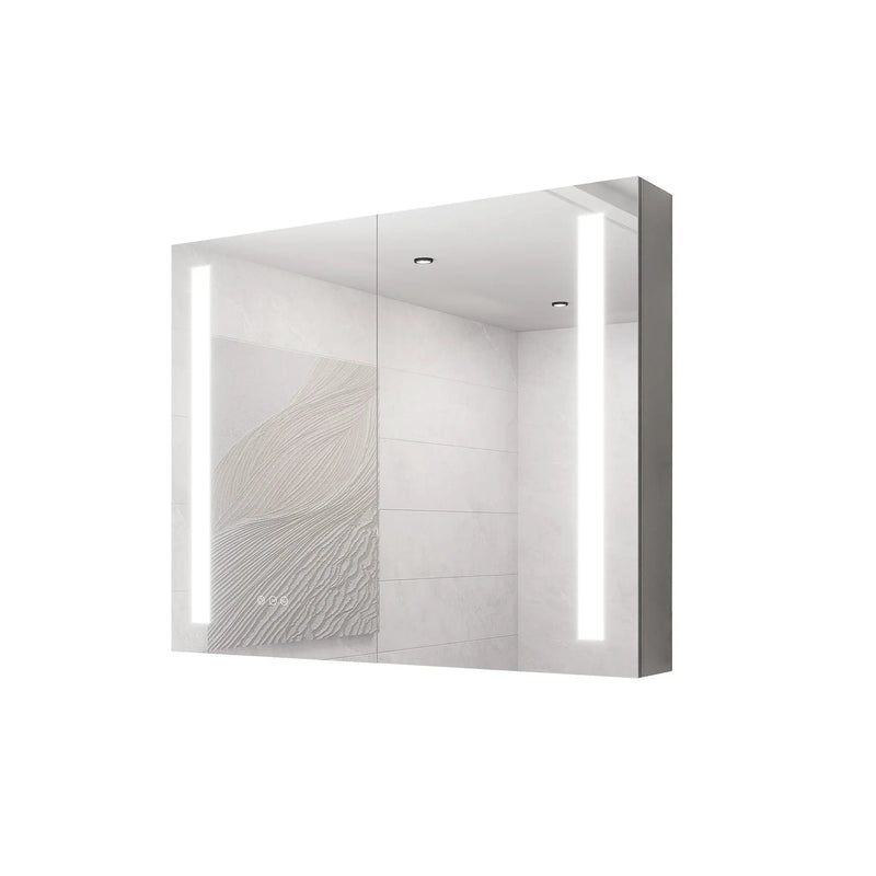 LED Medicine Cabinet With Mirror, Double Door With Defogger, Dimmer, Surface Mount by HouseOfZazla