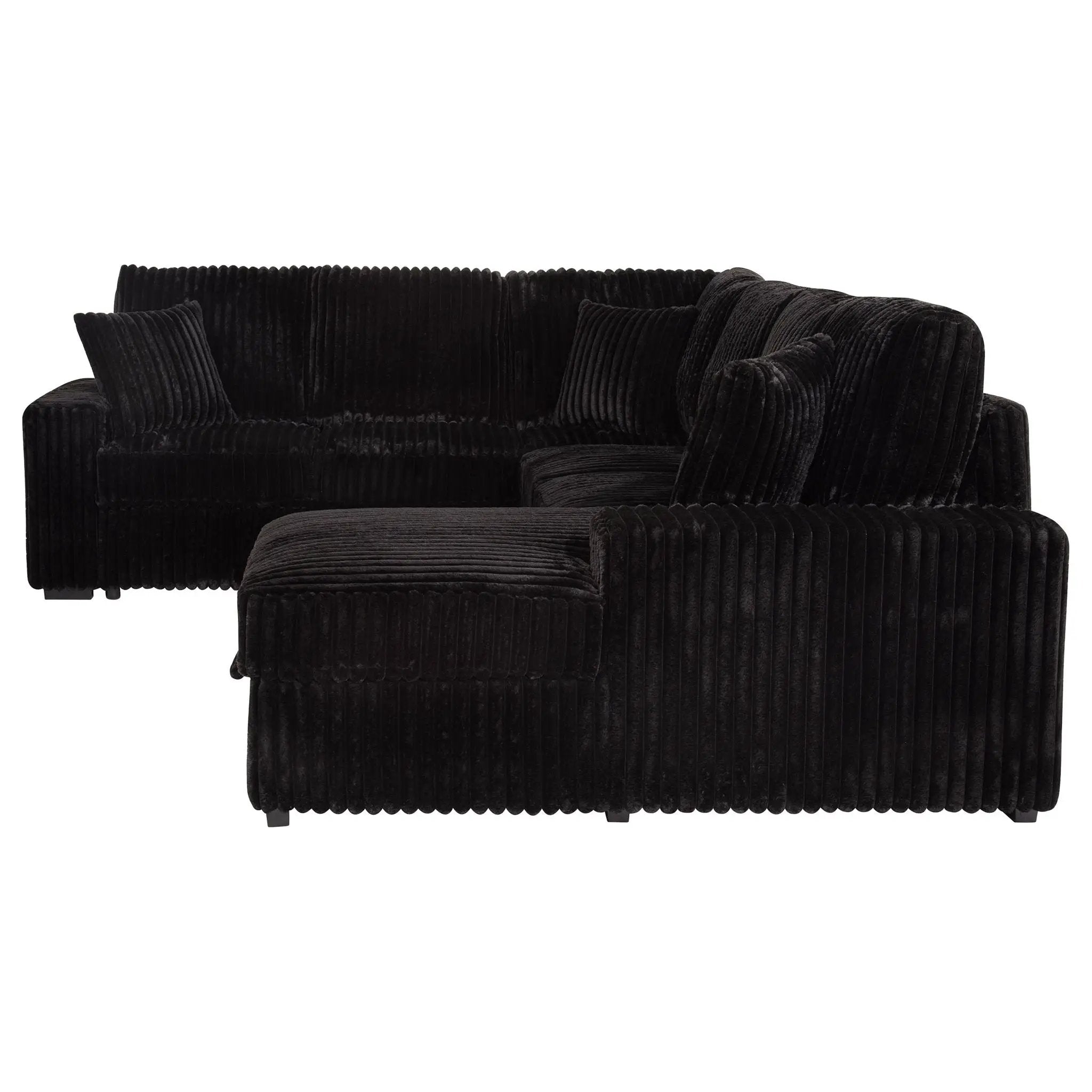 Devonshire Sleeper Sectional Sofa Storage Chaise Black by Unique Piece Furniture