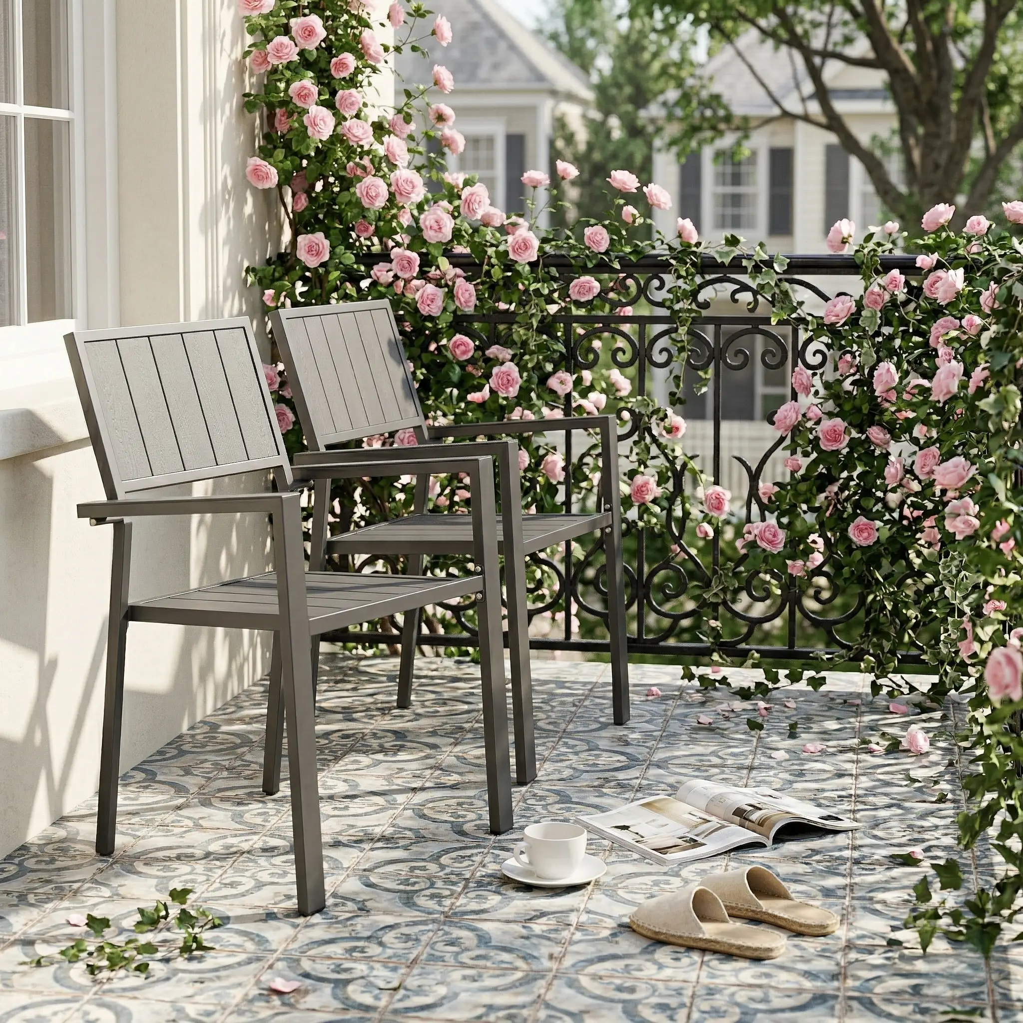 Modern Outdoor Indoor Metal Side Chair - Set of 2 by HouseOfZazla