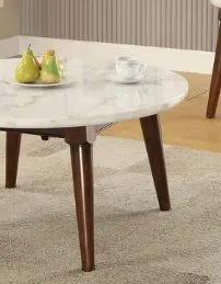 Gasha - Coffee Table - White Marble / Walnut by Unique Piece Furniture
