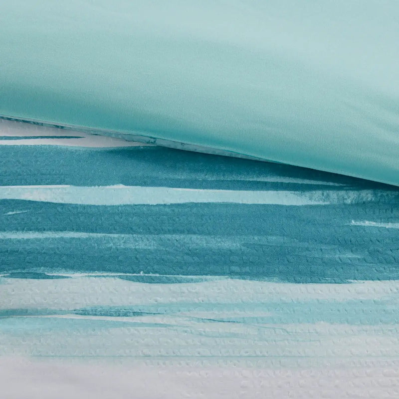 8 Piece Printed Seersucker Comforter and Quilt Set Collection Aqua Full/Queen by HouseOfZazla