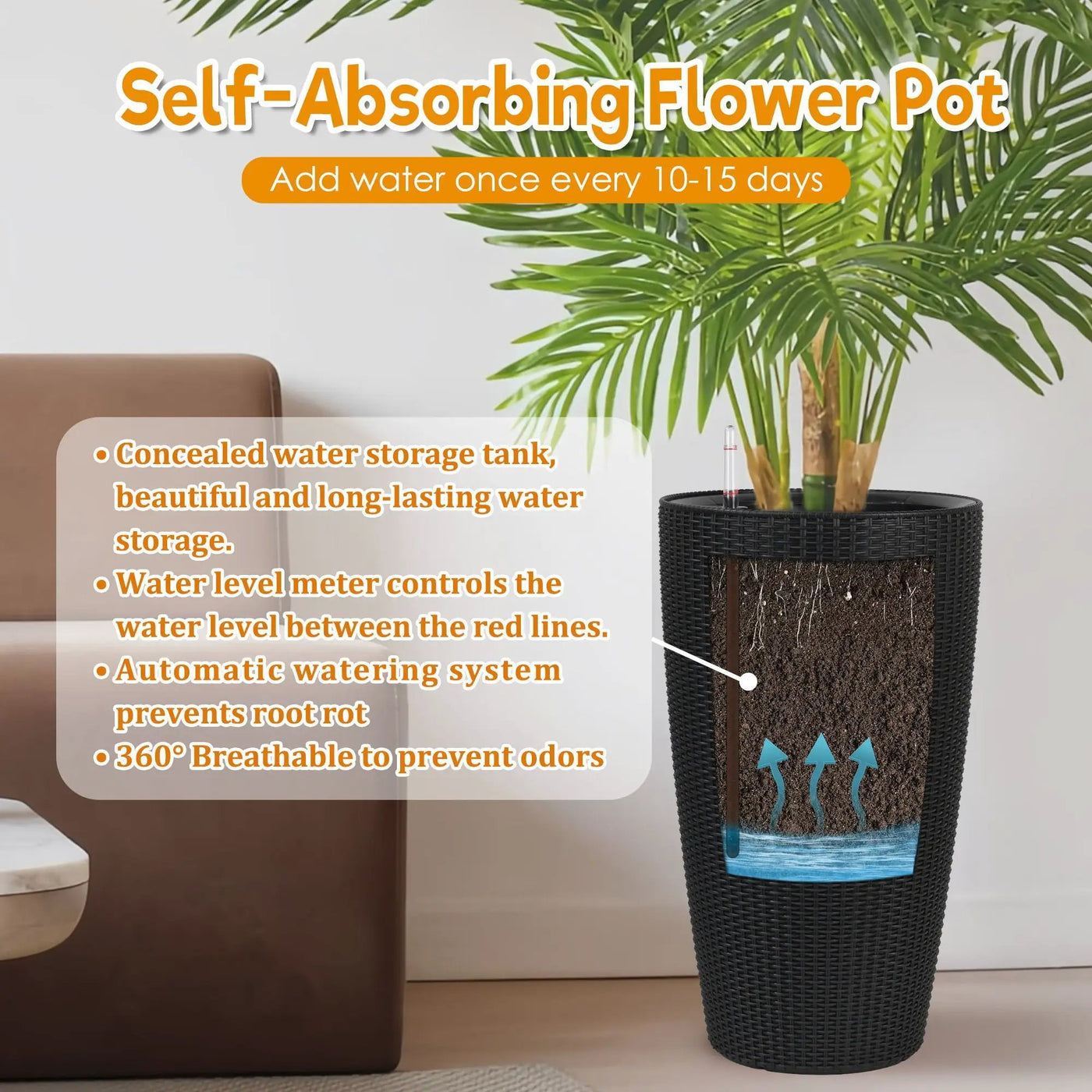 Tall Planters Set With Water Level Monitor And Auto Watering by HouseOfZazla