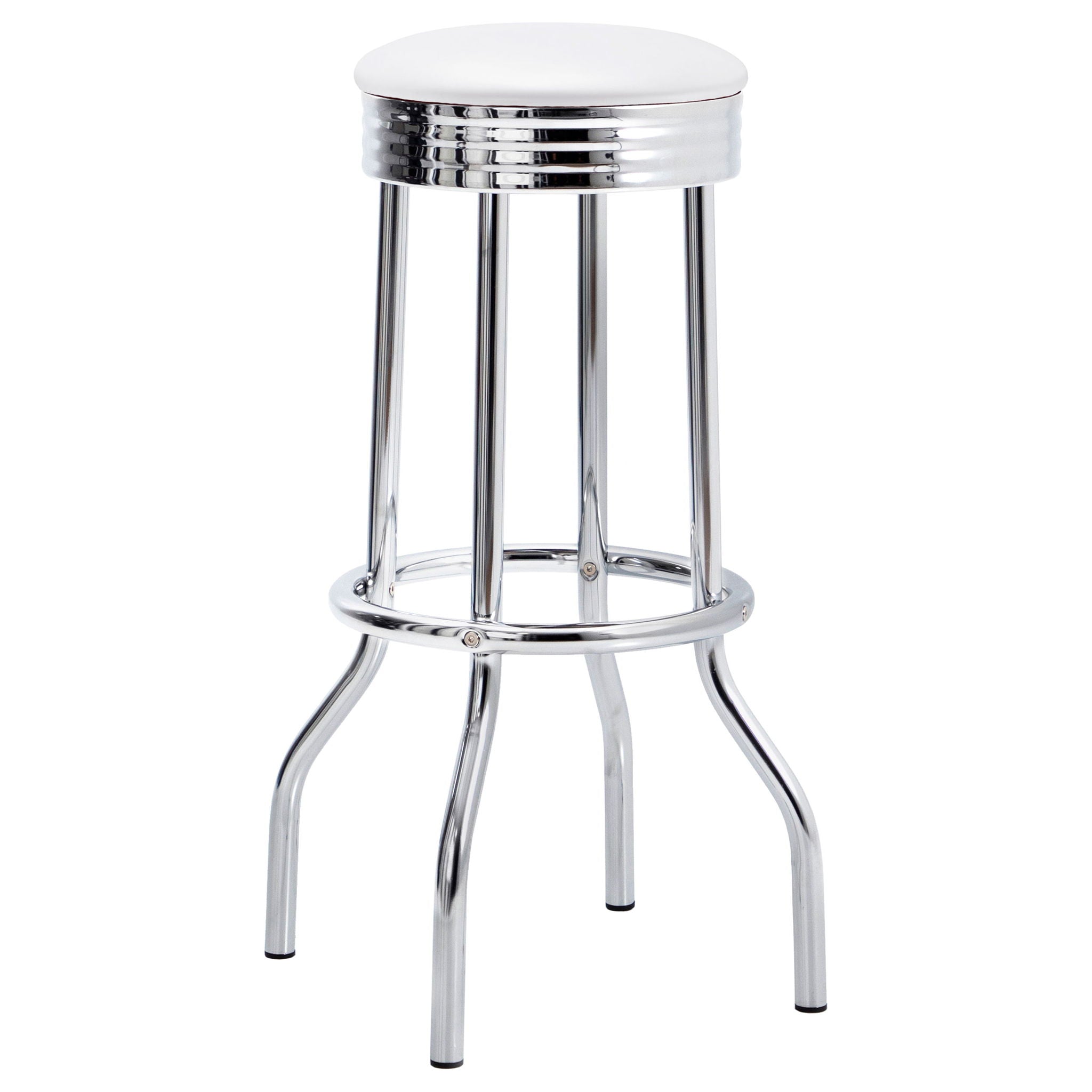 Midge - 3 Piece Round 1950S Bistro Pub Bar Table Set With Upholstery - White by HouseOfZazla