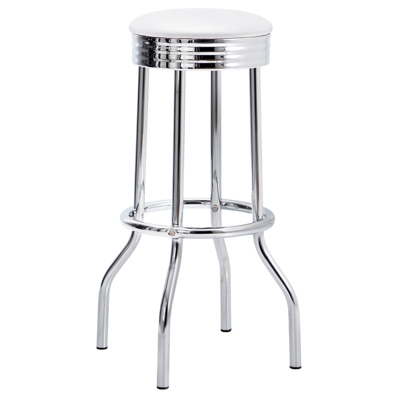 Midge - 3 Piece Round 1950S Bistro Pub Bar Table Set With Upholstery - White by HouseOfZazla