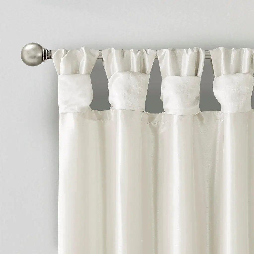 Twist Tab Lined Window Curtain Panel White 50x108 by HouseOfZazla
