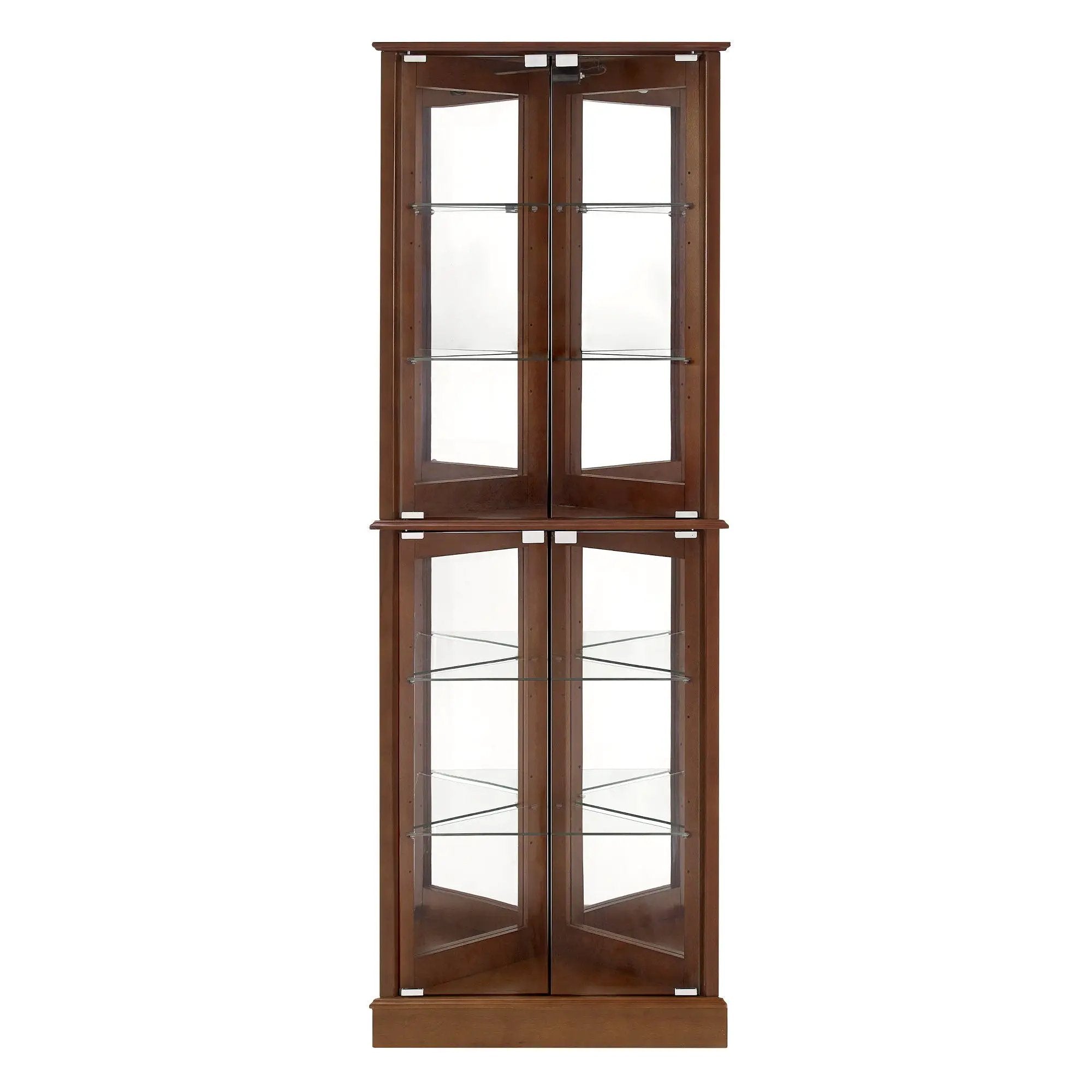 Corner Curio Dispaly Cabinet With Lights, Adjustable Tempered Glass Shelves, Mirrored Back (E26 Light Bulb Not Included) by Unique Piece Furniture