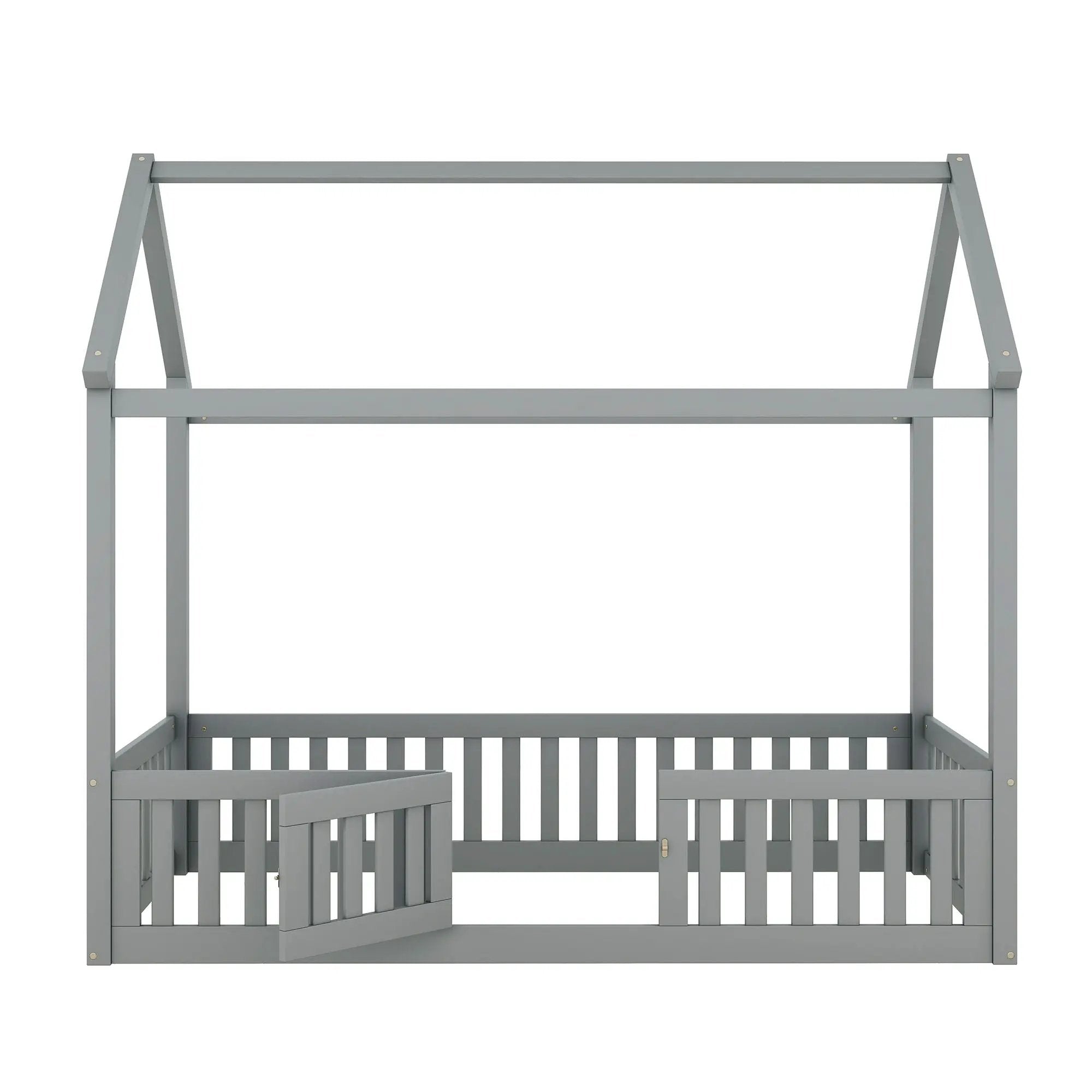 Wood House Bed With Fence And Door by HouseOfZazla