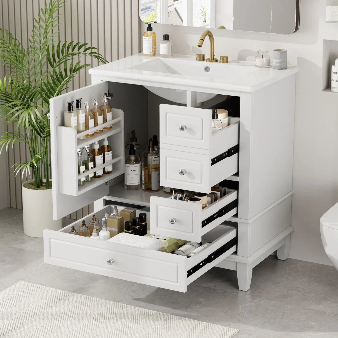 Freestanding Bathroom Vanity With Sink, Soft Close Door, 3 Drawers by HouseOfZazla