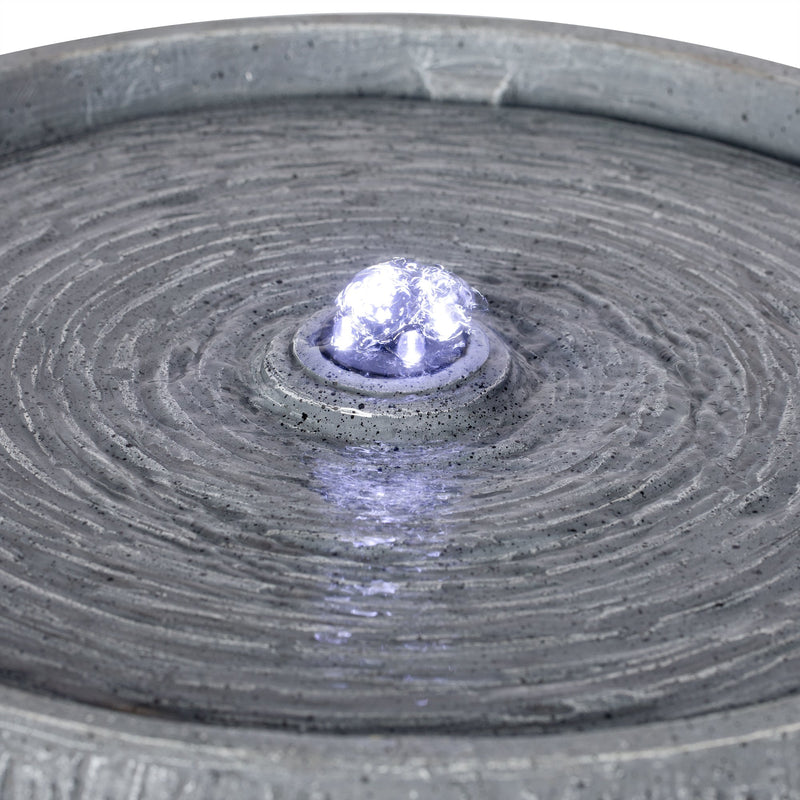 12.99" Gray Polyresin Outdoor Water Fountain with LED Light by HouseOfZazla