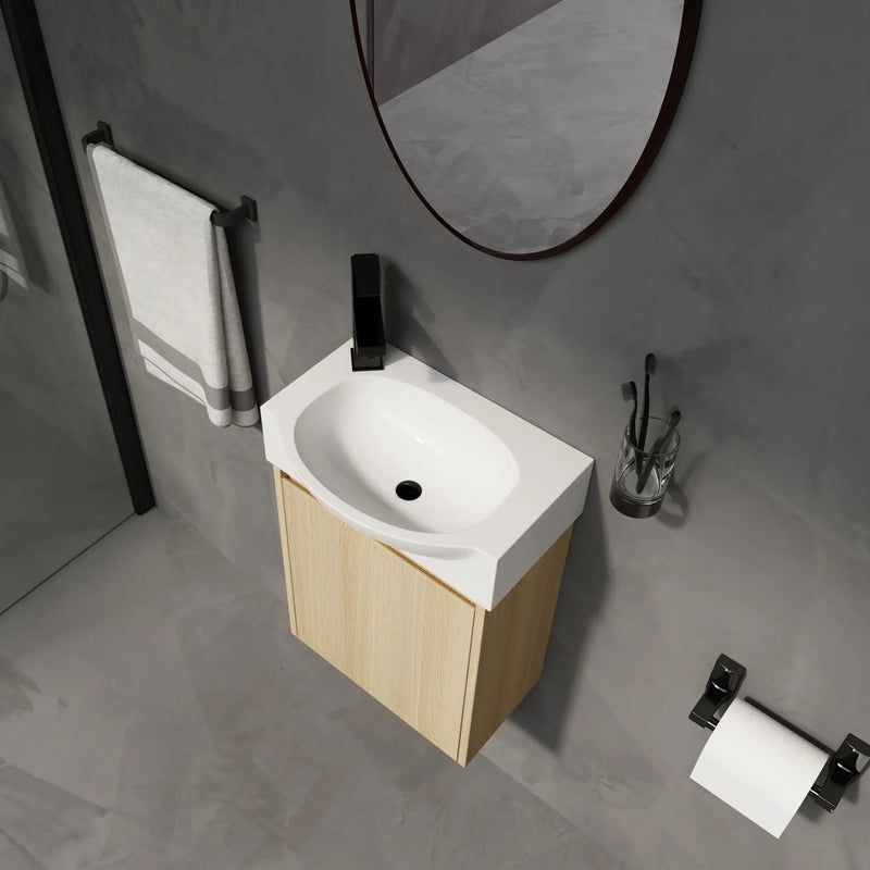 Modern Bathroom Vanity With Ceramic Basin, Wall Mounted Floating Sink Combo, Storage Cabinet by HouseOfZazla