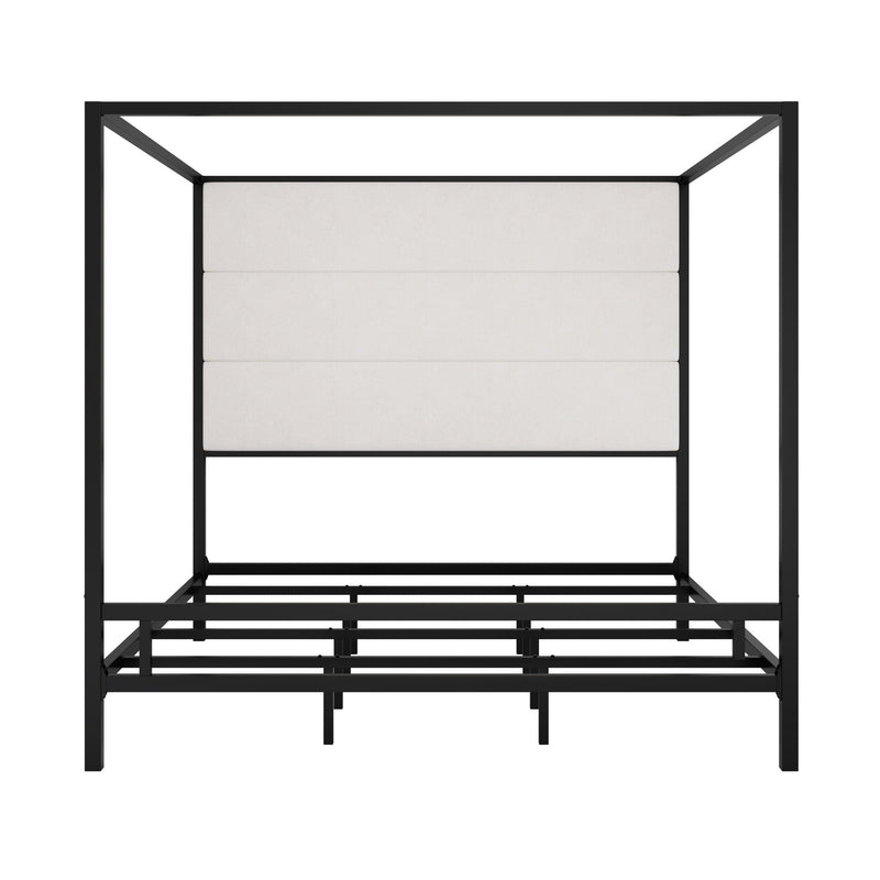 Canopy Bed With Tall Upholstered Headboard, 4 Poster Frame by HouseOfZazla