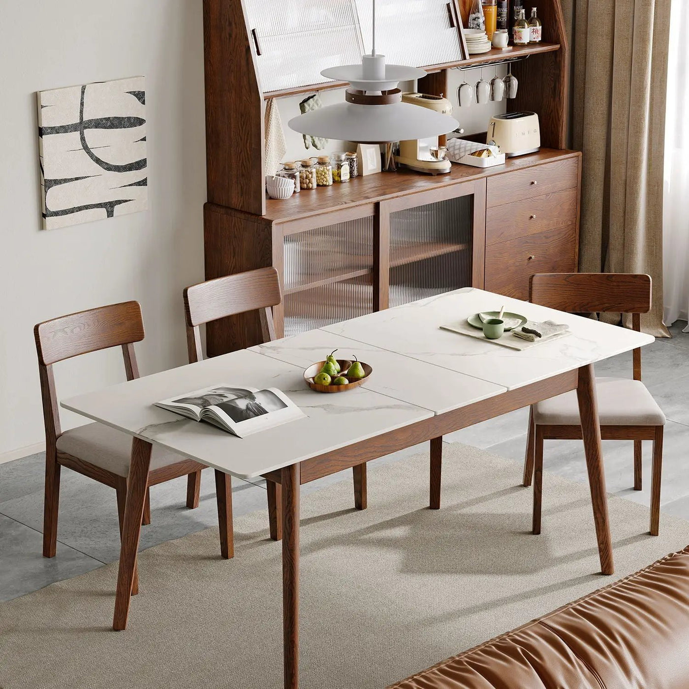 Round Corner Diagonal Leg Telescopic Table For 6 - 8 People To Meet Dining Table by HouseOfZazla