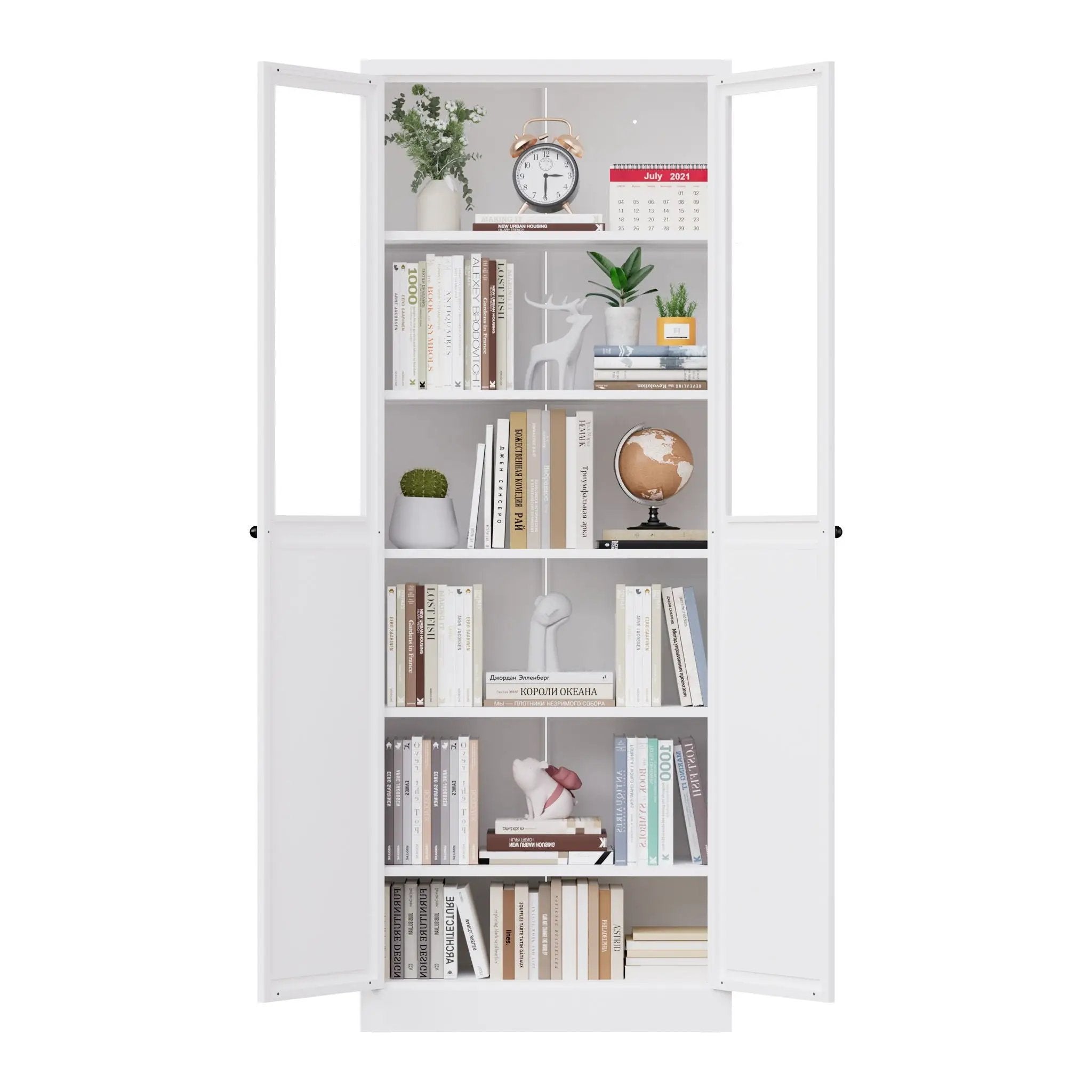 Tall Metal Kitchen Pantry Cabinet With Adjustable Shelves And Silent Magnetic Doors - White by HouseOfZazla
