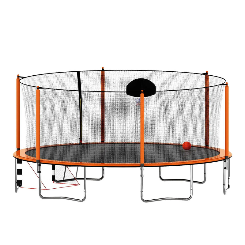 16Ft Trampoline With Basketball Hoop Pump And Ladder (Inner Safety Enclosure) With Soccer Goal by HouseOfZazla