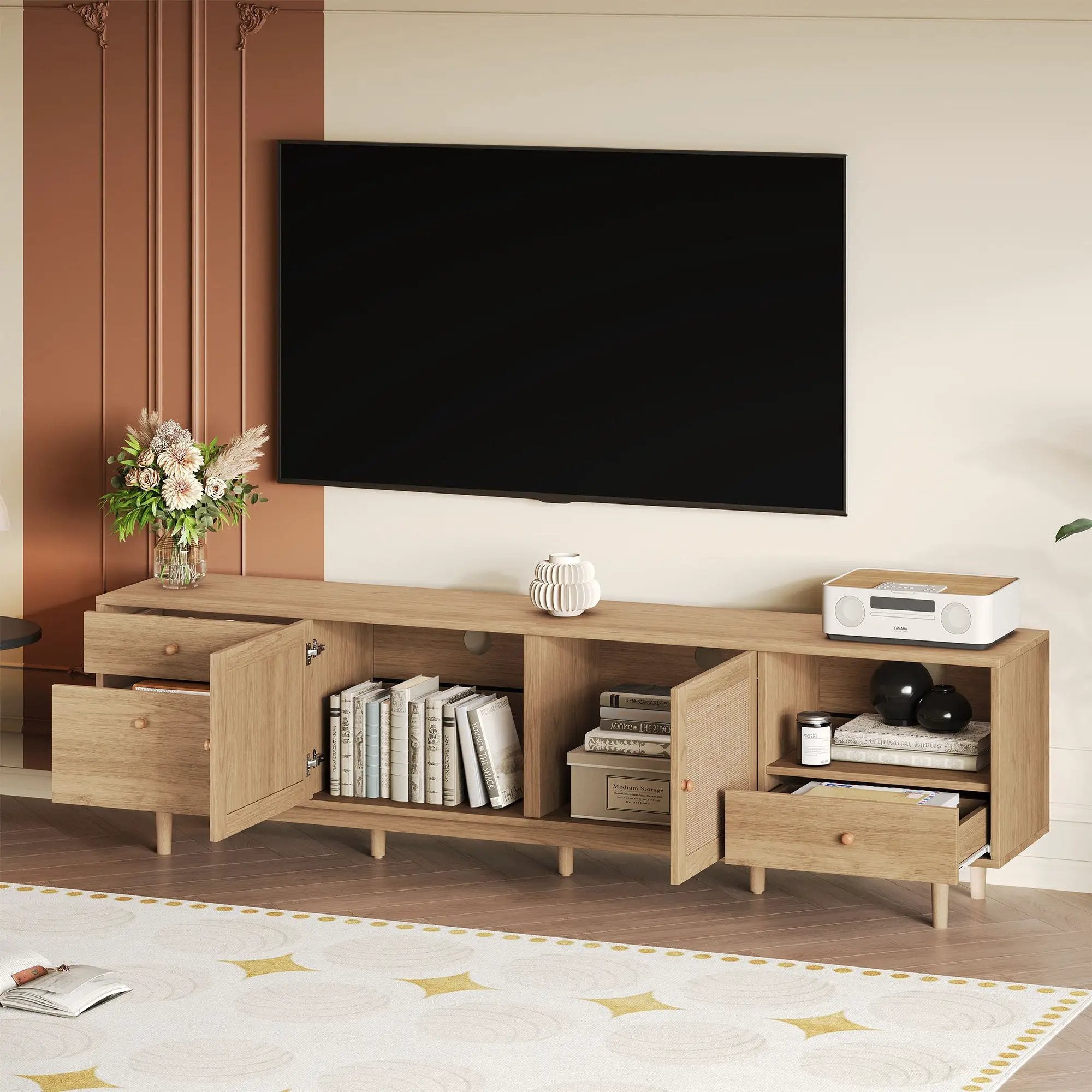 TV Stand With Doors - Natural by Unique Piece Furniture