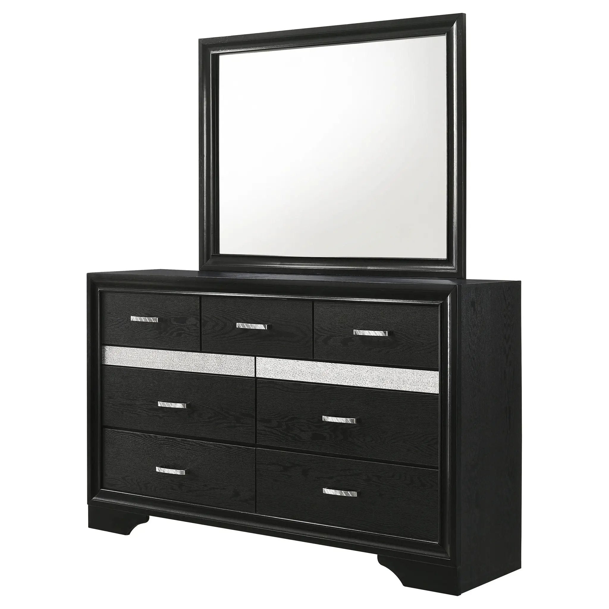 Miranda 7-drawer Dresser with Mirror Black by Unique Piece Furniture