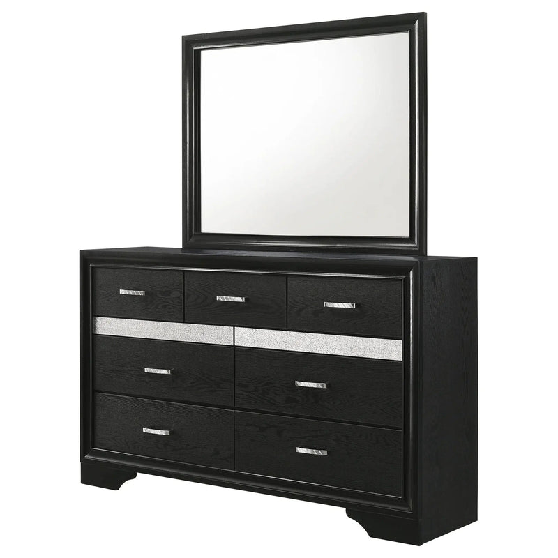 Miranda 7-drawer Dresser with Mirror Black by Unique Piece Furniture
