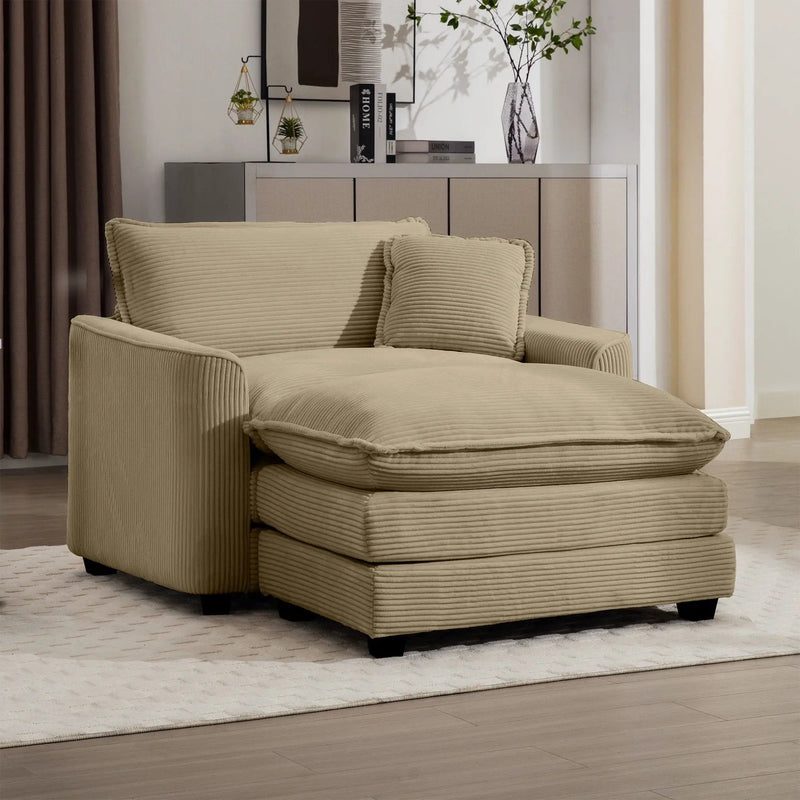 Classic Modern Comfortable Single Chair Deep Seat Sofa With Footstool by HouseOfZazla