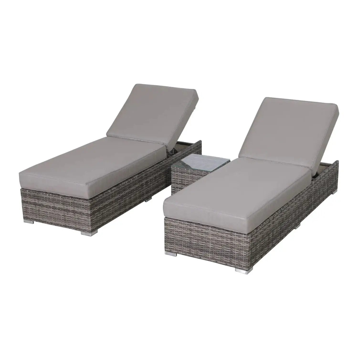 3 Piece Chaise Lounge Set With Adjustable Reclining - Gray Mix by Unique Piece Furniture
