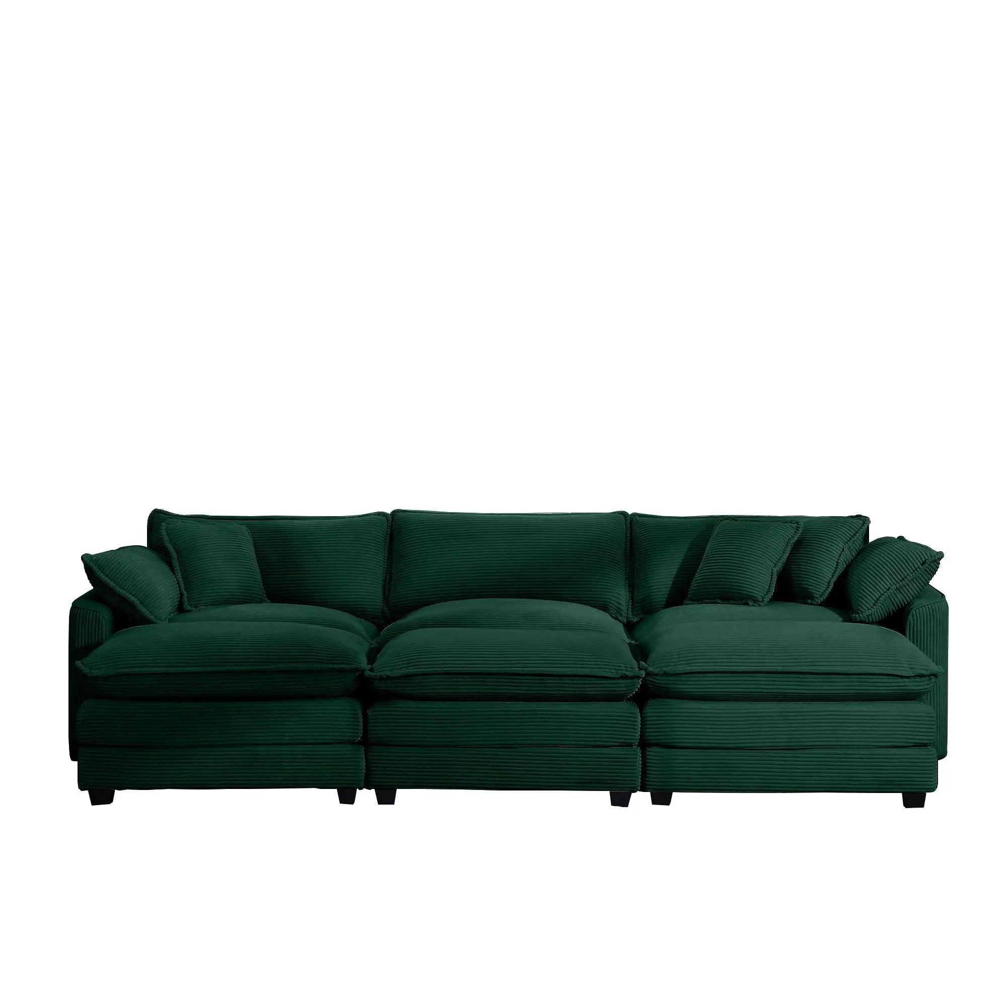 Modern Oversized Modular Cushion Sofa With Ottoman, Low Back, Deep Seating Sofa Set by Unique Piece Furniture